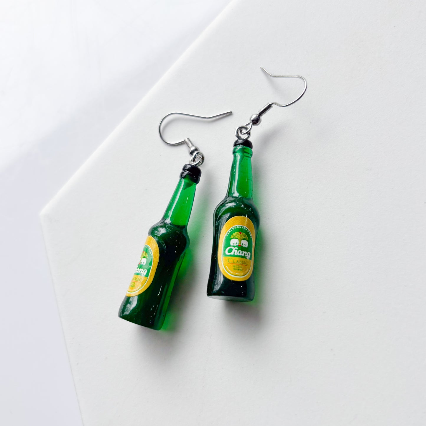 GREEN BEER BOTTLE CHARM EARRINGS