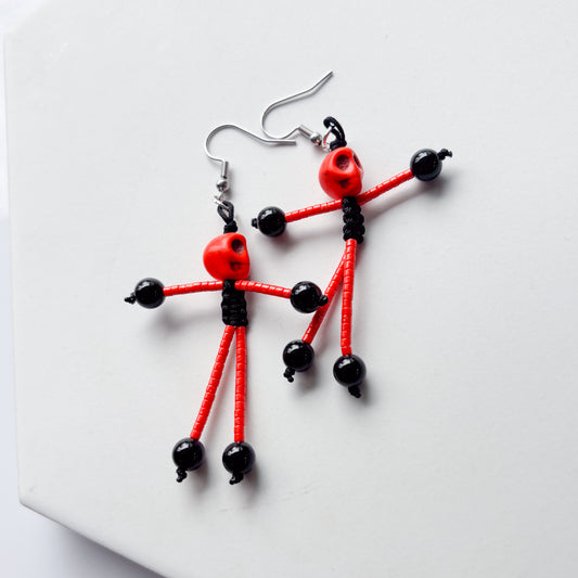SKELETON CHARM EARRINGS (ORANGE)