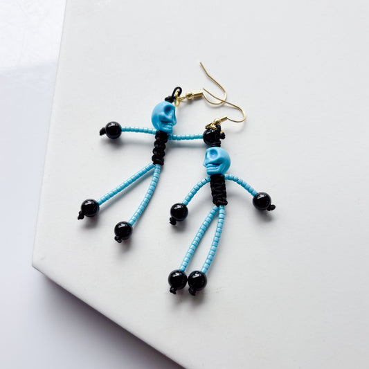 SKELETON CHARM EARRINGS (BLUE)