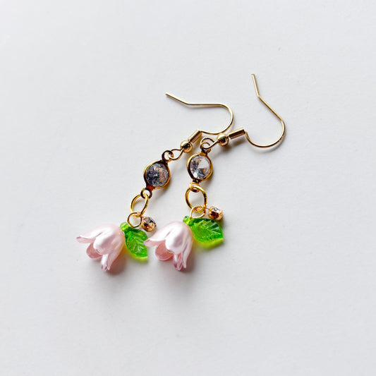 PINK FLOWER CHARM EARRINGS