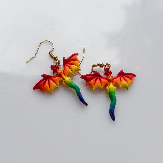 MINI DRAGON EARRINGS (RAINBOW FLAG)