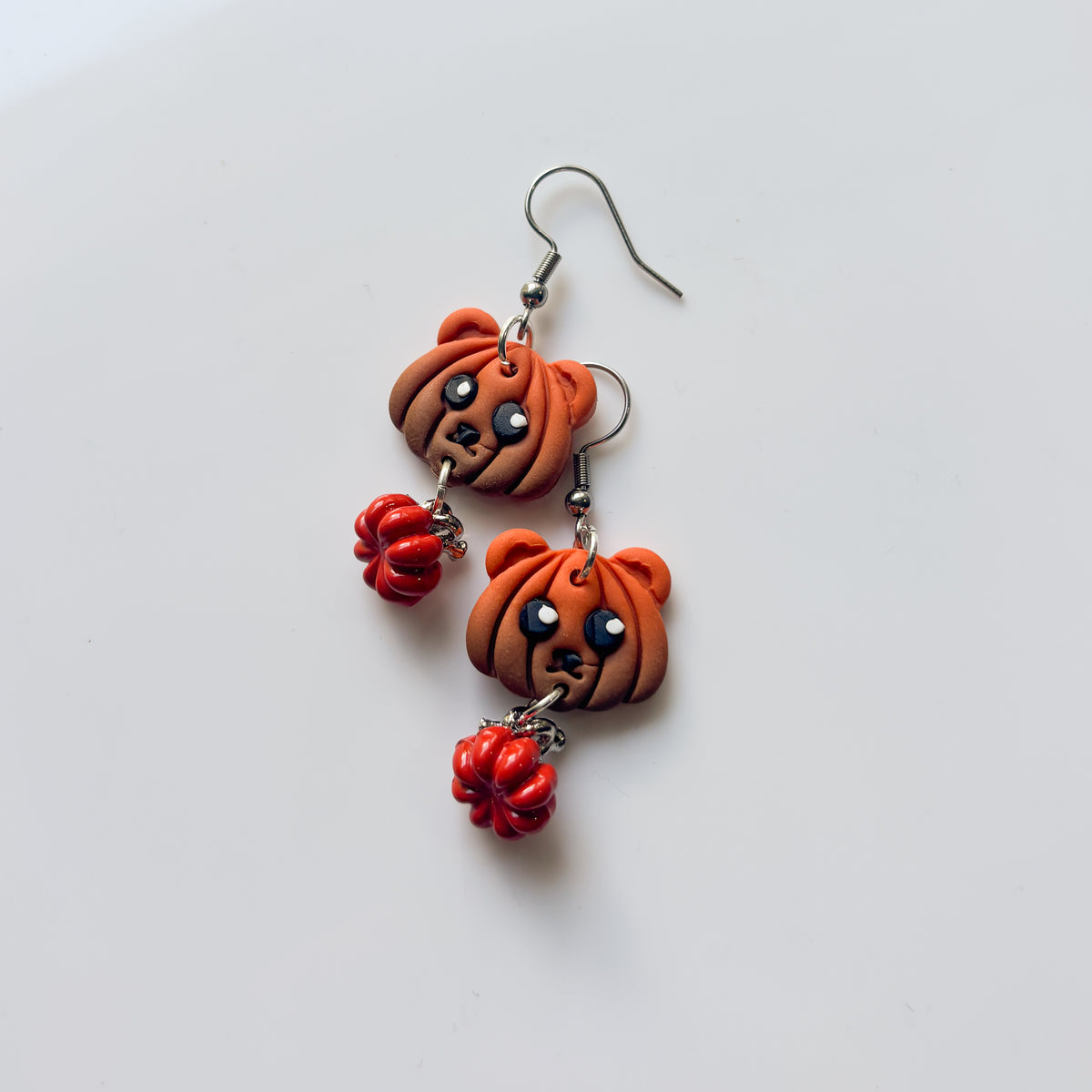PUMPKIN BEAR HEAD EARRINGS