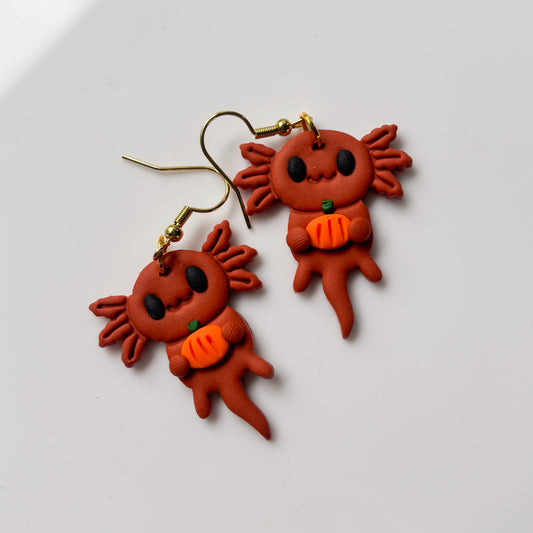 PUMPKIN AXOLOTL EARRINGS
