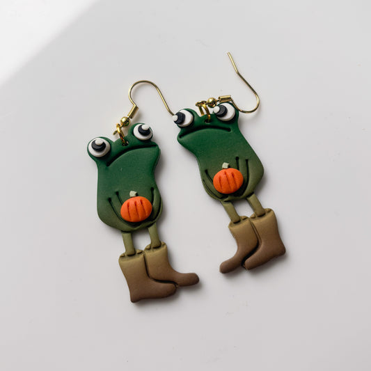 PUMPKIN AWKWARD FROGS EARRINGS
