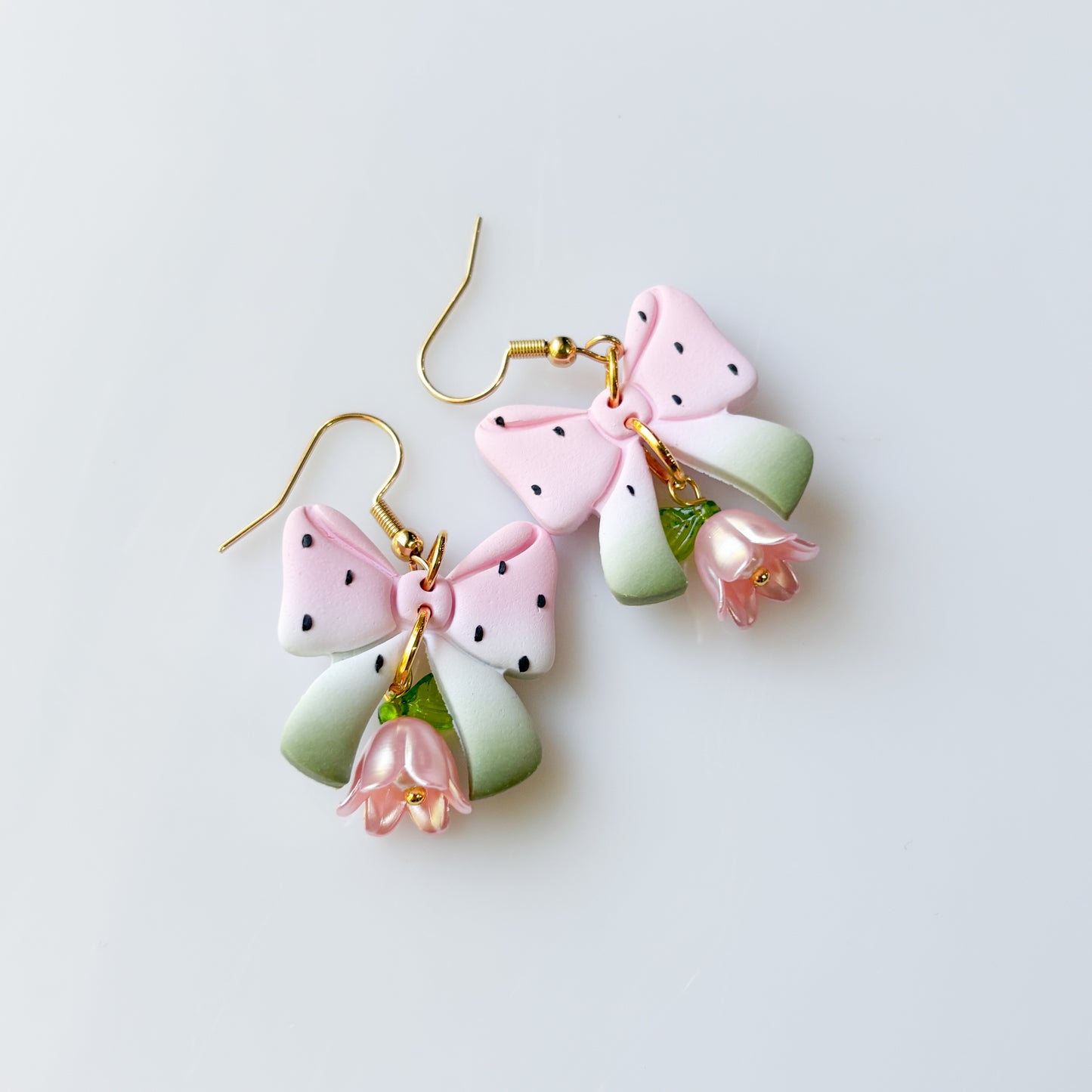 PINK WATERMELON BOW EARRINGS