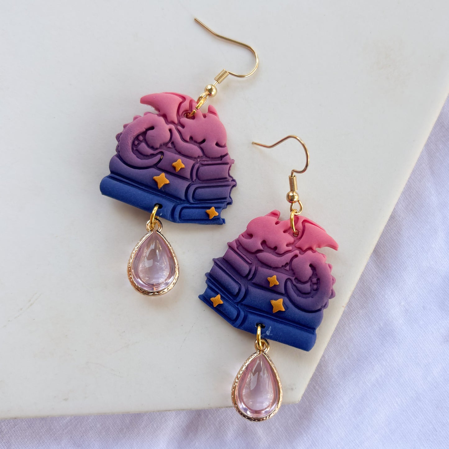 DRAGON ON BOOKS EARRINGS (BI OMBRE)
