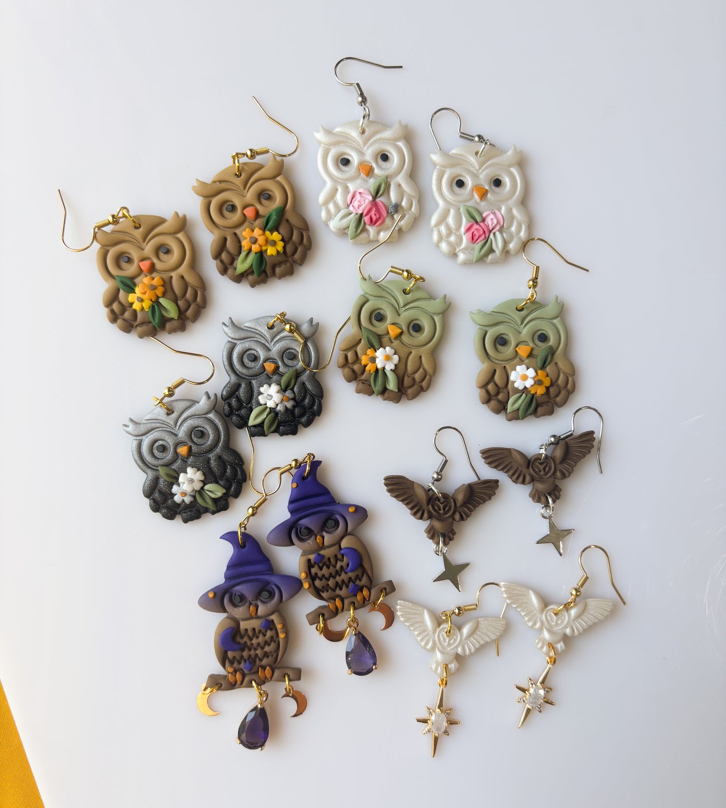 SILVERY OWL EARRINGS
