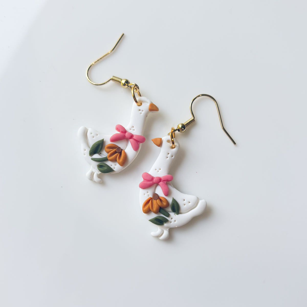 PINK SUNFLOWER GEESE EARRINGS
