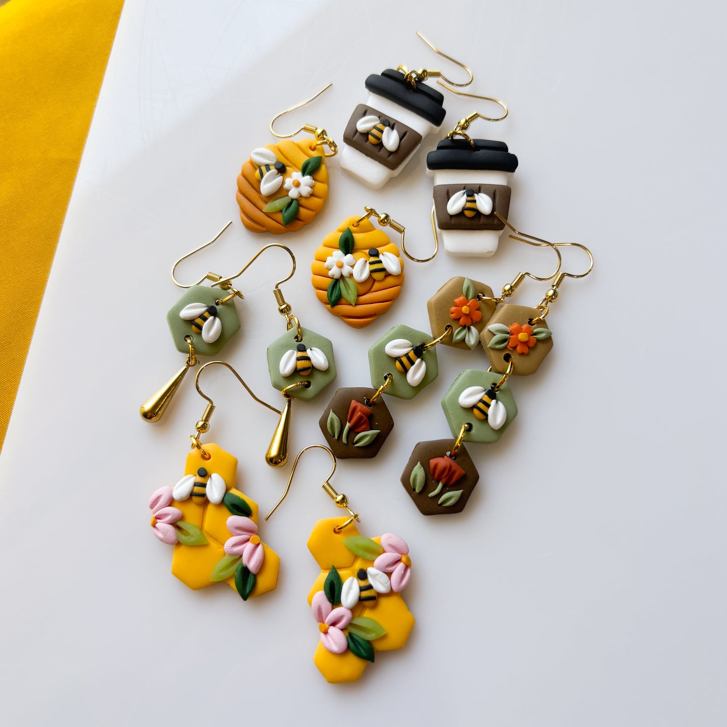 BEE MINI HEXAGON EARRINGS