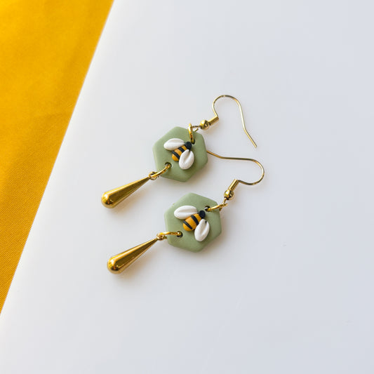 BEE MINI HEXAGON EARRINGS