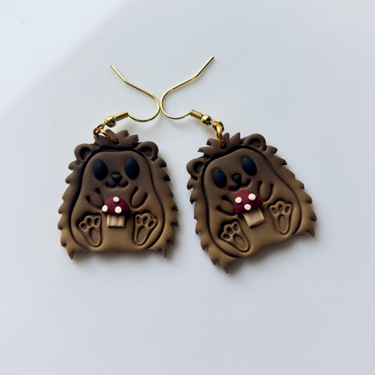 HEDGEHOGS WITH MUSHROOMS EARRINGS