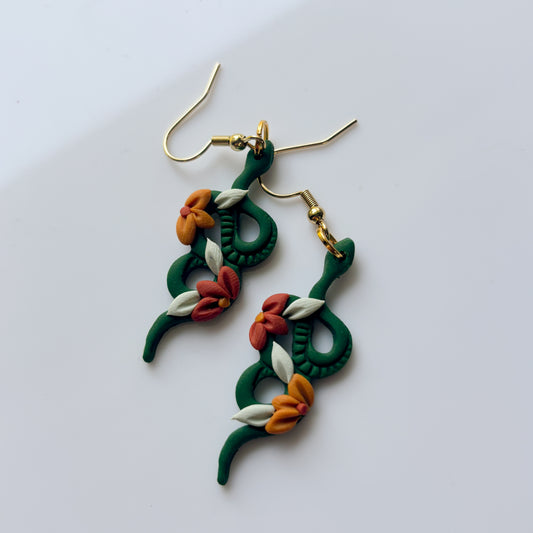 GREEN SNAKE EARRINGS
