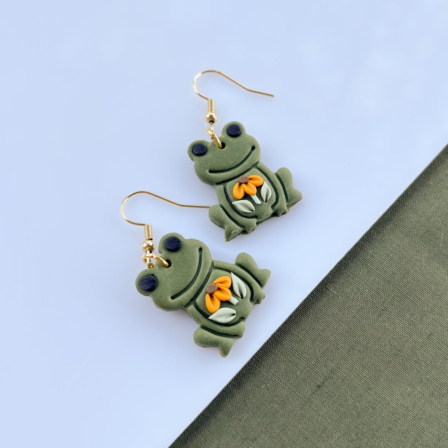 SUNFLOWER FROG EARRINGS
