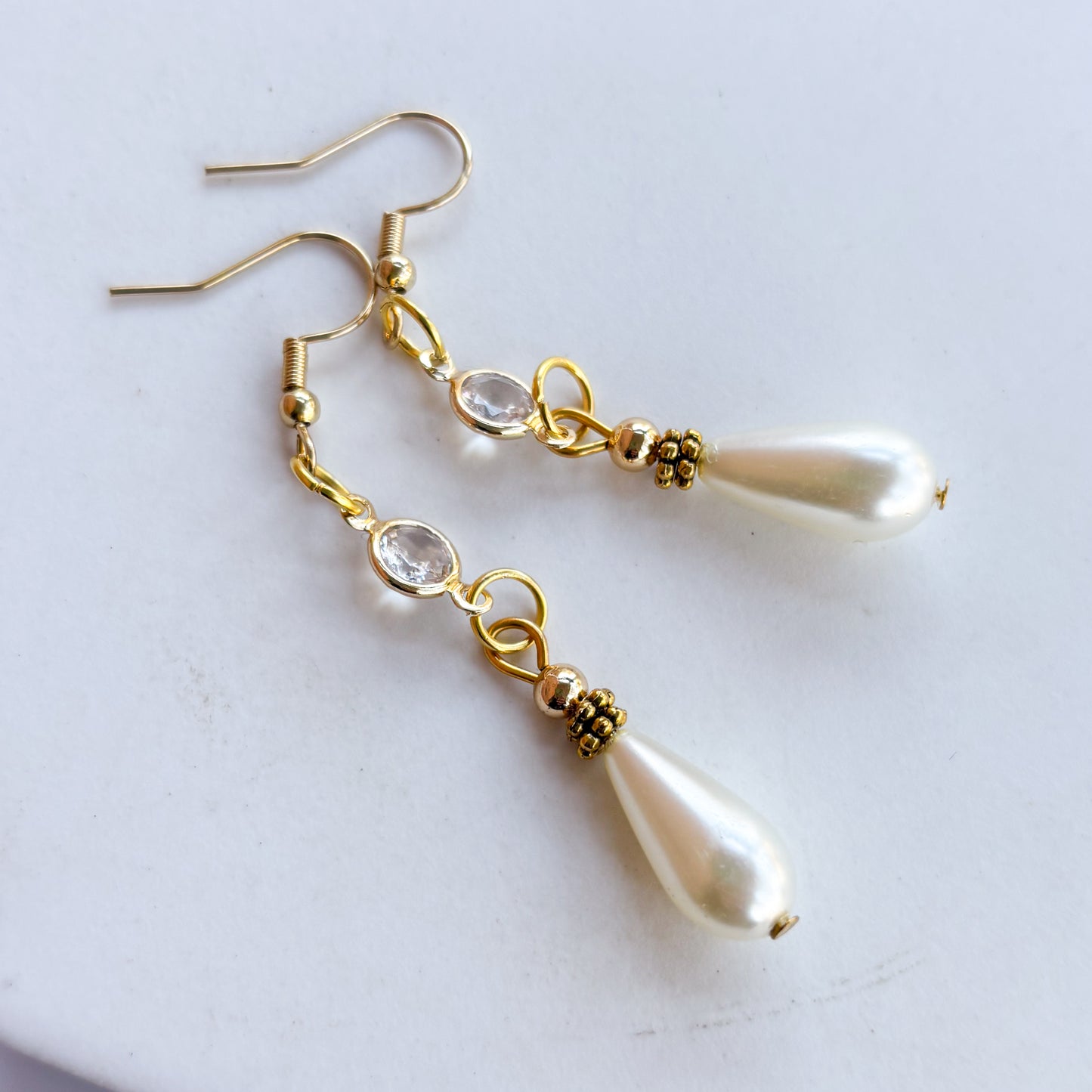 LARGE PEARL DROP GEM & CHARM EARRINGS
