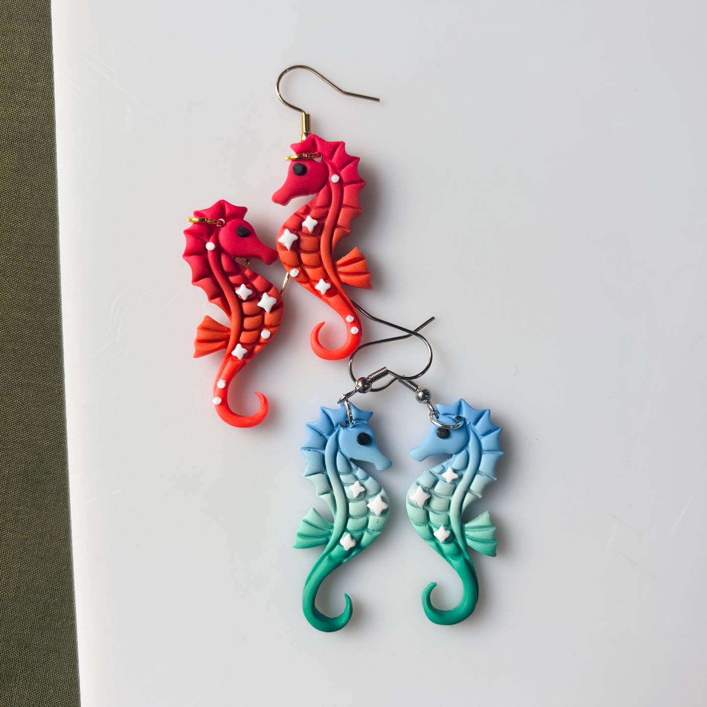 RED ORANGE SEAHORSE EARRINGS