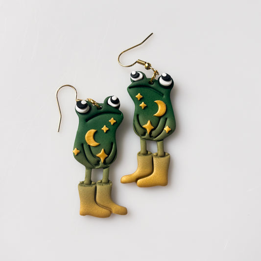 MOON & STAR AWKWARD FROG EARRINGS