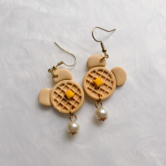 MOUSE EAR WAFFLE EARRINGS