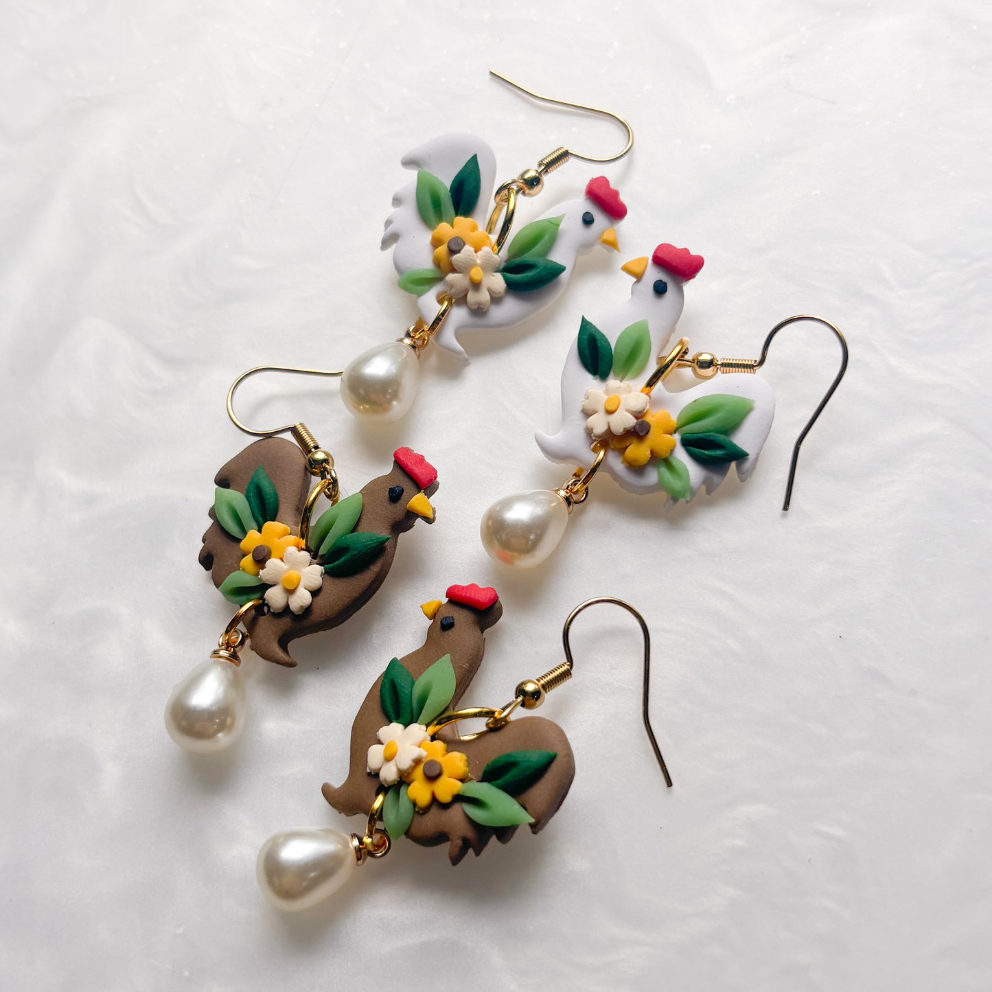 BROWN CHICKEN EARRINGS