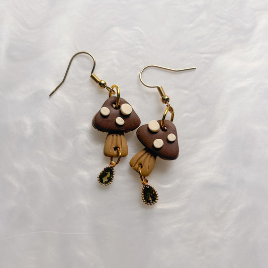 BROWN MUSHROOM EARRINGS