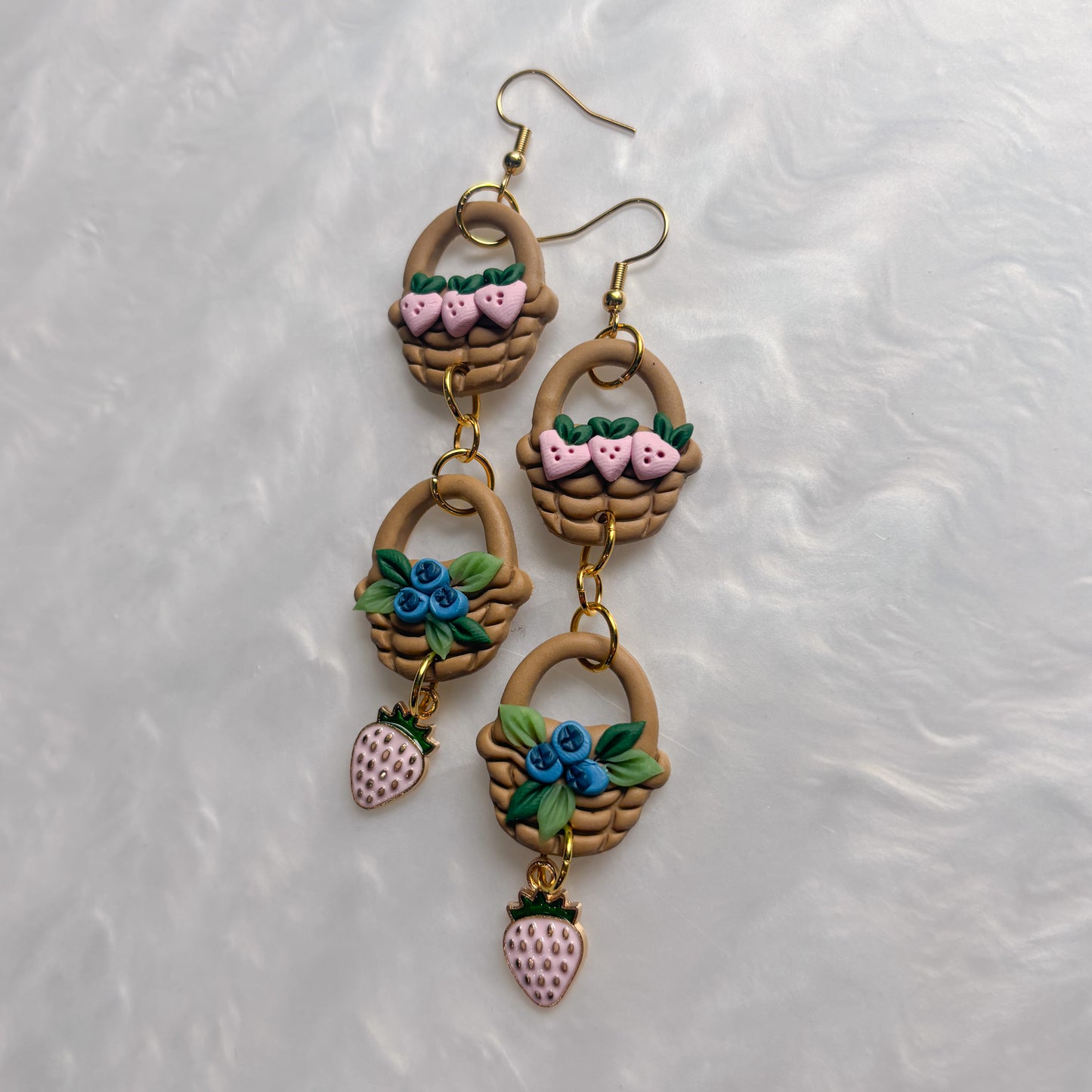BLUEBERRY & STRAWBERRY BASKET DUO EARRINGS