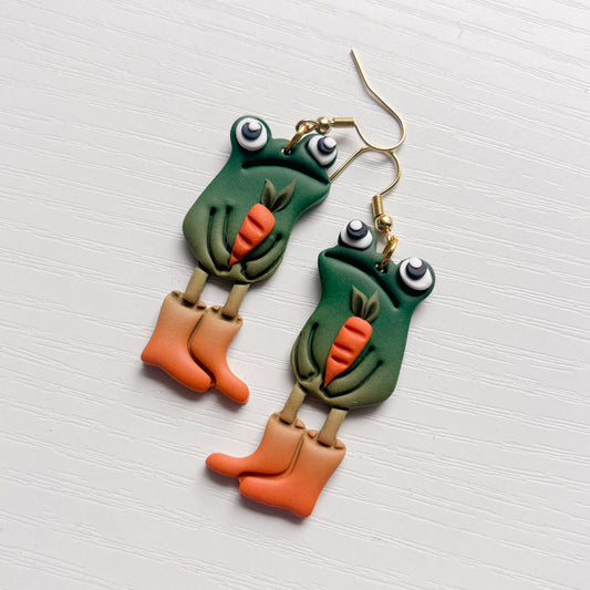 CARROT FARMER AWKWARD FROG EARRINGS