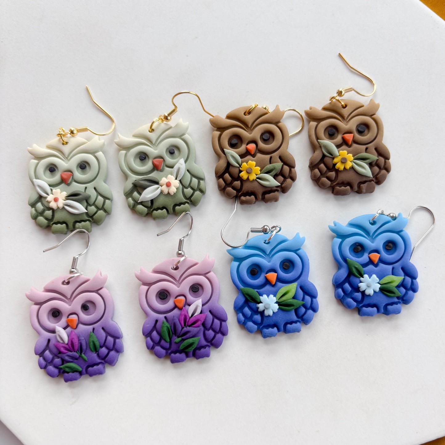 PURPLE OWL EARRINGS