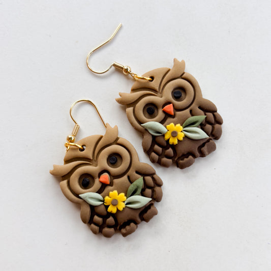 BROWN OWL EARRINGS