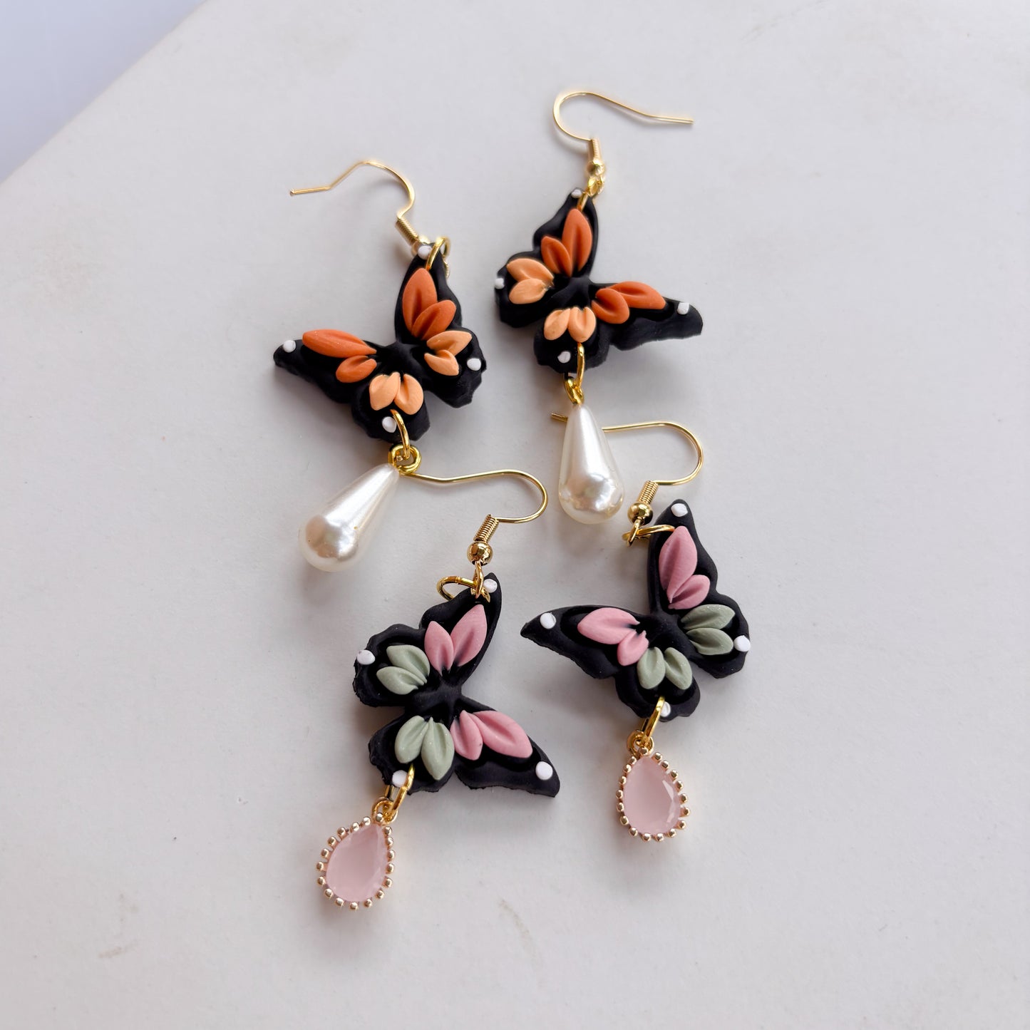 PASTEL GREEN & PINK BUTTERFLY EARRINGS