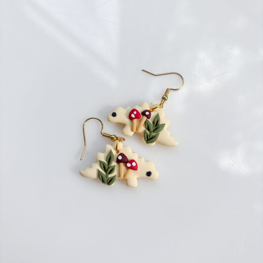 IVORY MUSHROOM DINO EARRINGS (STEGO)