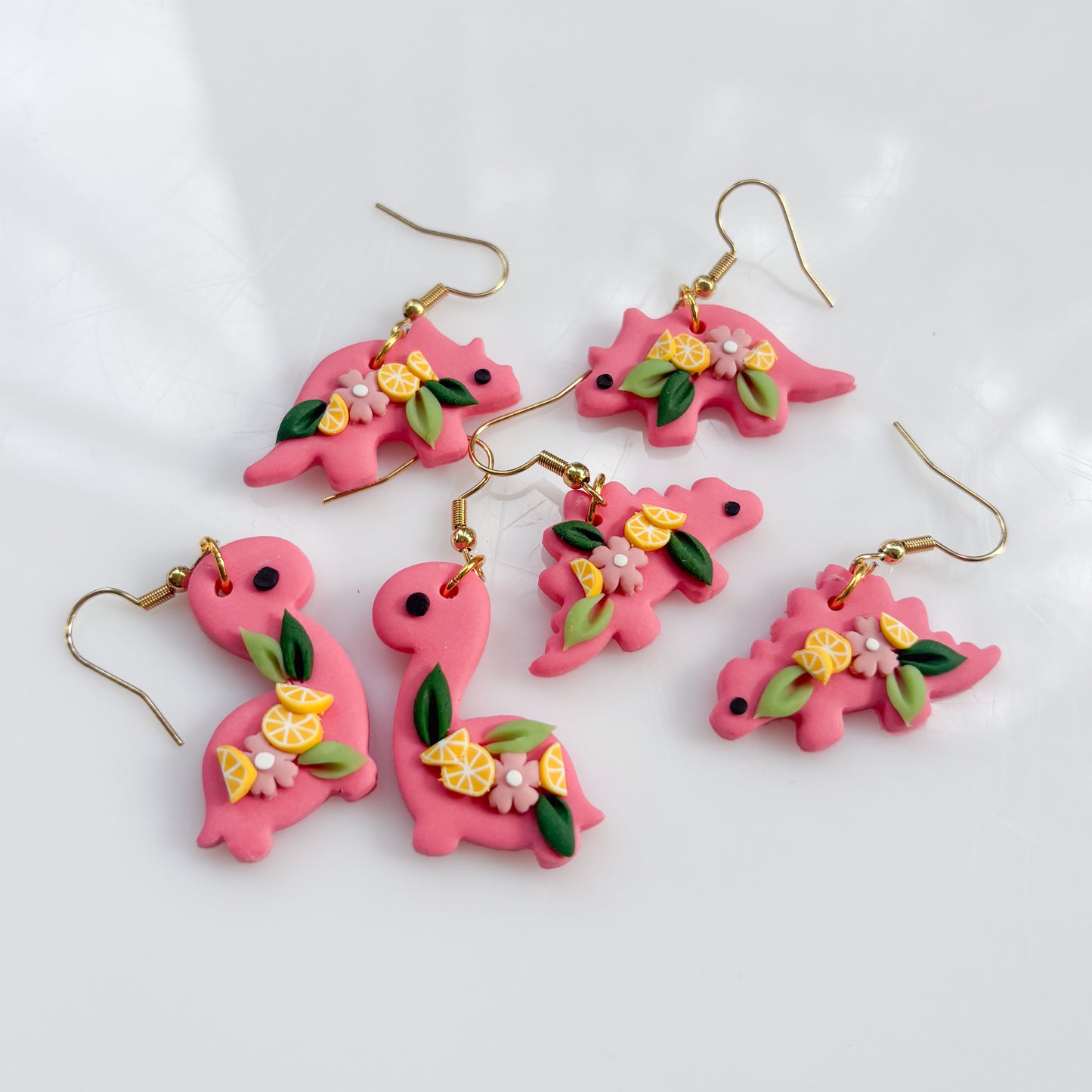 PINK LEMONADE DINO EARRINGS (BRONTO)
