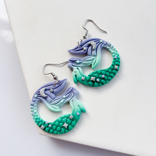 MERMAID PURPLE & GREEN EARRINGS