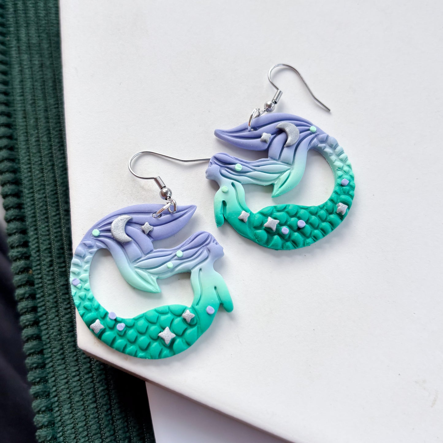 MERMAID PURPLE & GREEN EARRINGS