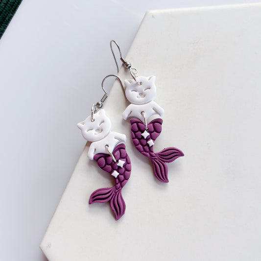 PURPLE CAT FISH EARRINGS