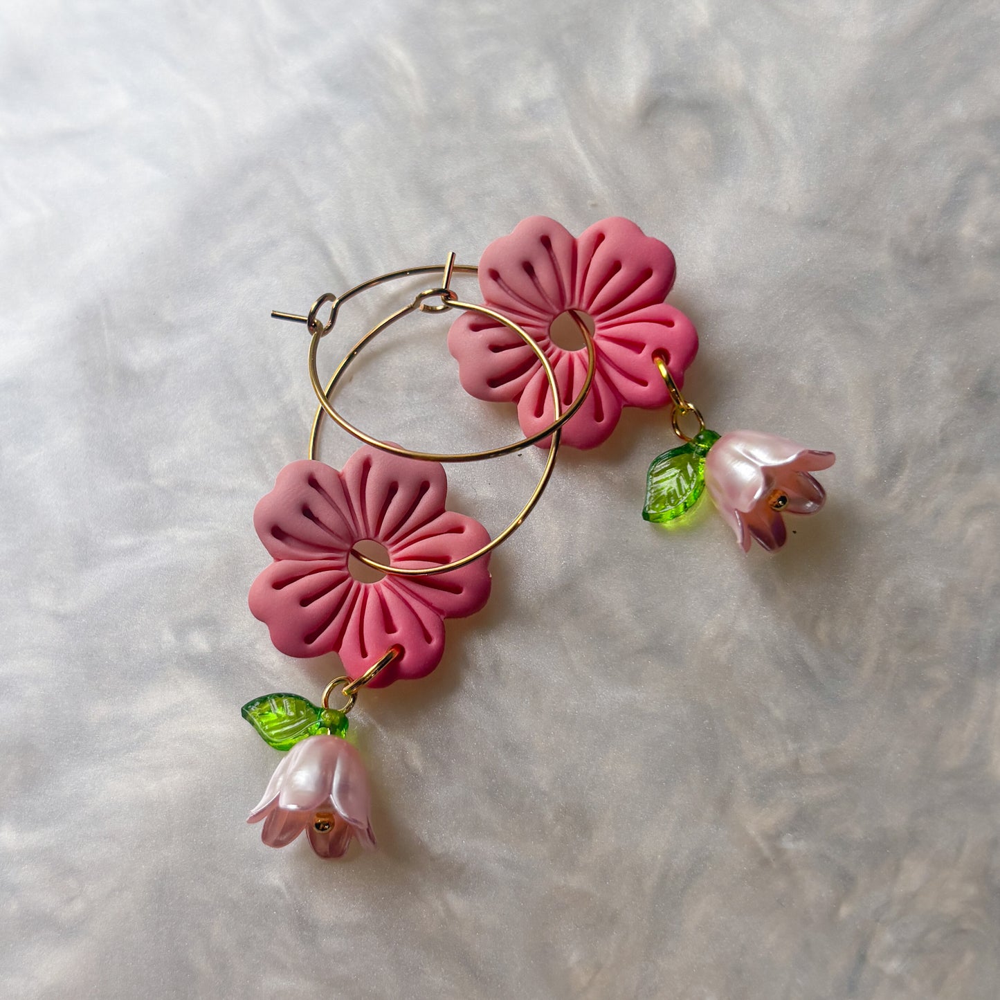 CHERRY BLOSSOM HOOP EARRINGS