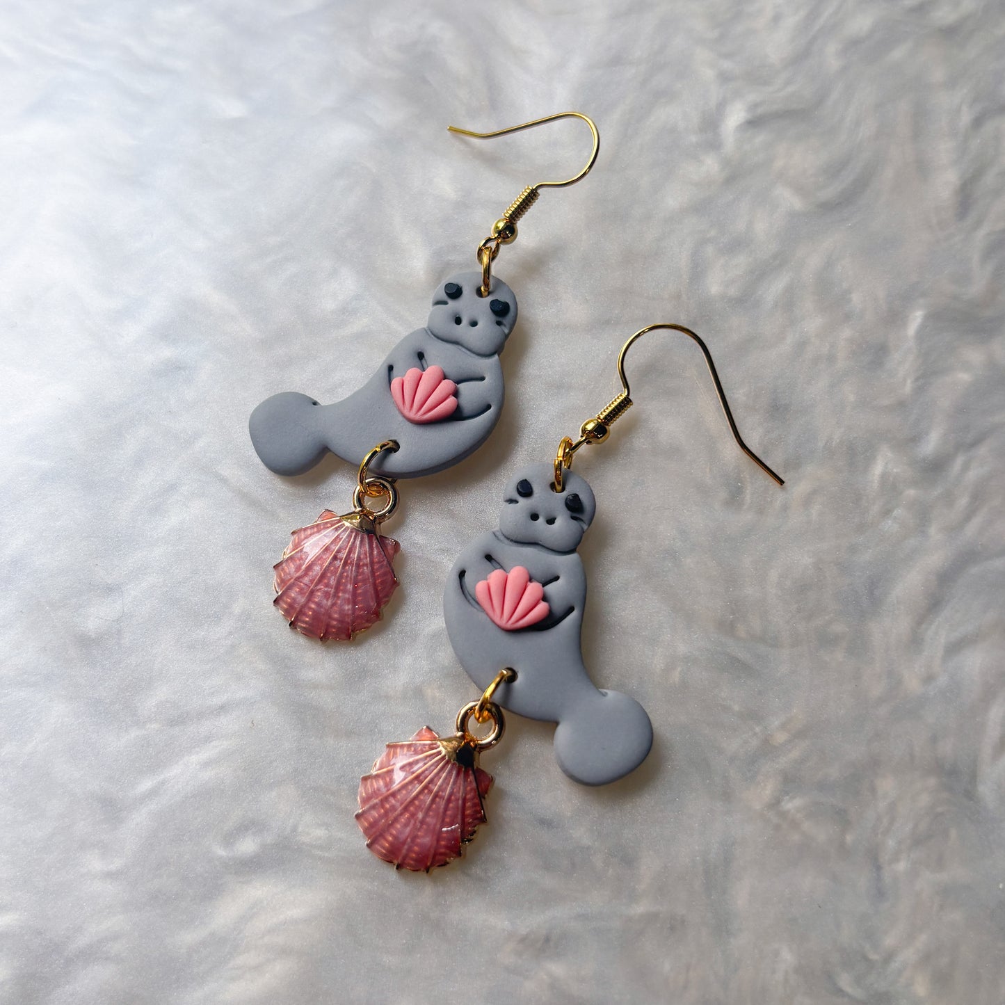 MANATEE PINK SHELL EARRINGS