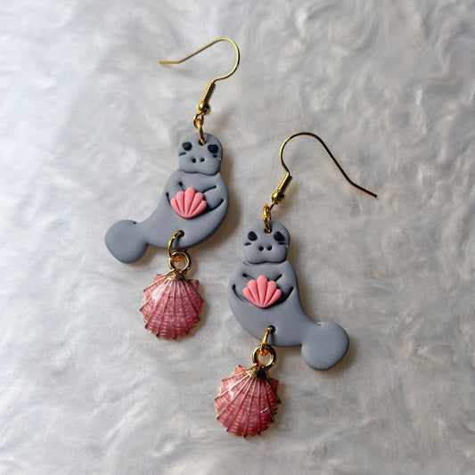 MANATEE PINK SHELL EARRINGS
