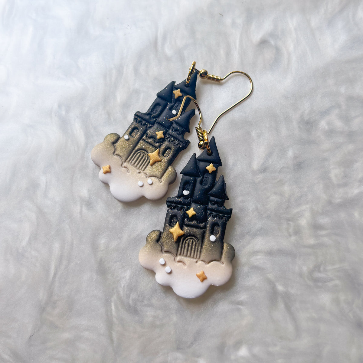 CASTLE IN THE SKY BLACK & GOLD EARRINGS