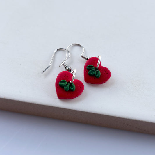 MINI HEARTS EARRINGS (RED)