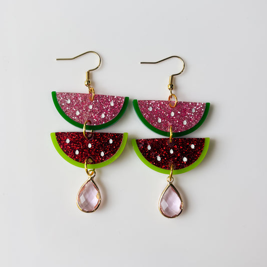 WATERMELON DUO ACRYLIC EARRINGS