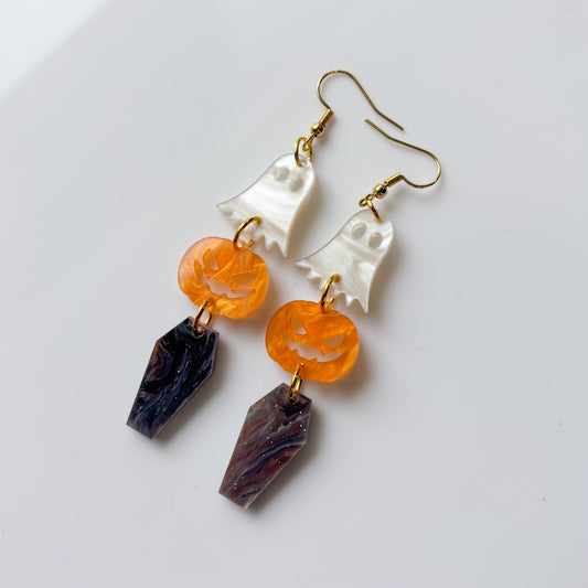 PEARLY HALLOWEEN TRIO ACRYLIC EARRINGS