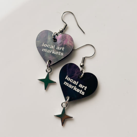 I HEART LOCAL ART MARKETS ACRYLIC EARRINGS