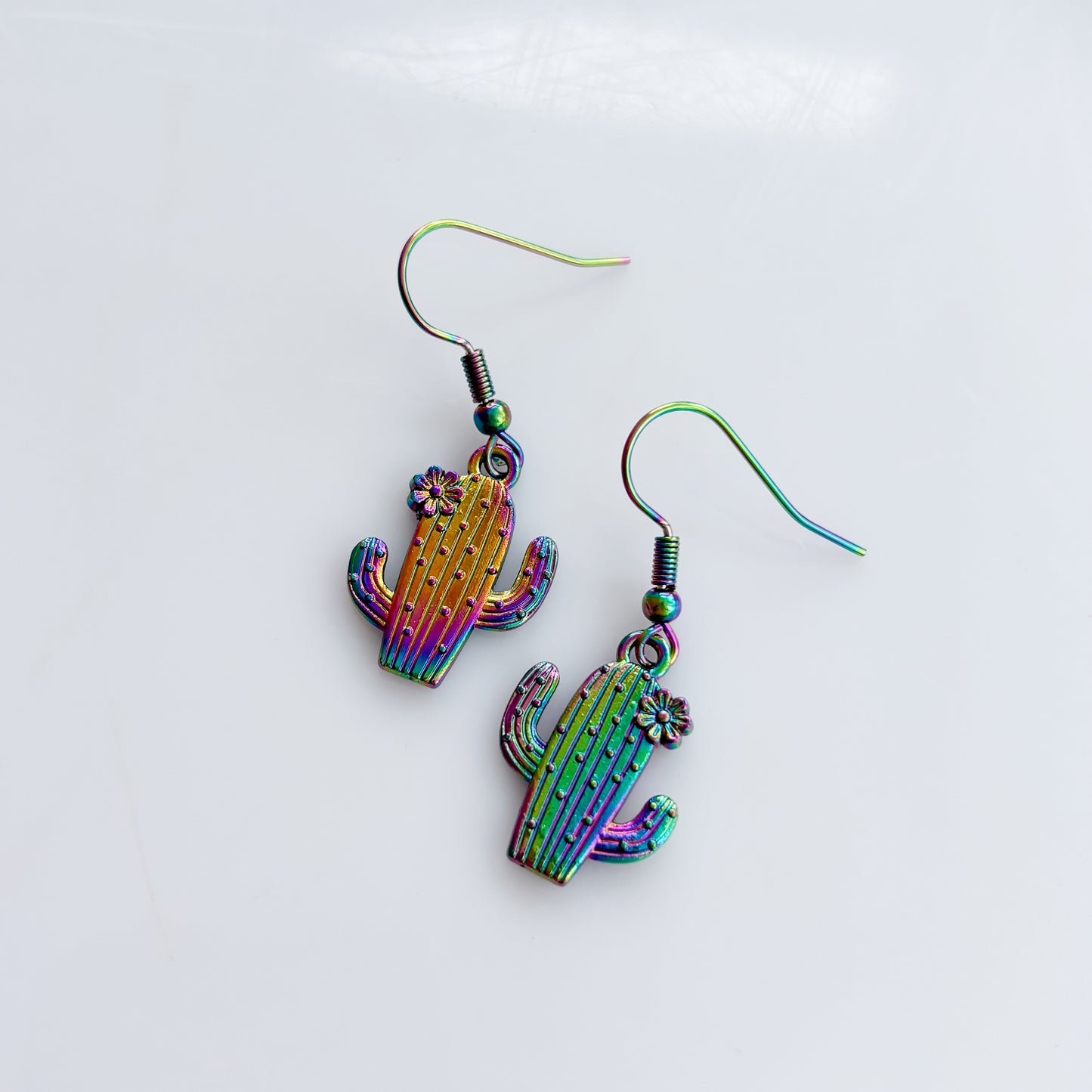 IRIDESCENT CACTUS CHARM EARRINGS
