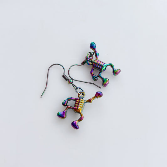 IRIDESCENT DANCIN GUY CHARM EARRINGS