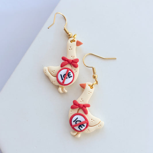 'ICE OUT' GEESE EARRINGS (RED)