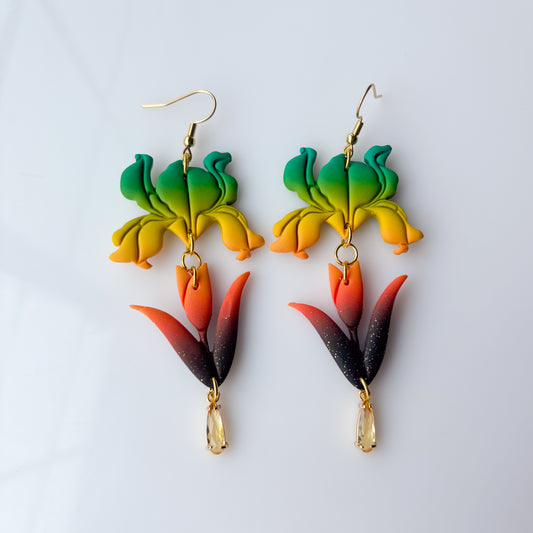 IRIS EARRINGS (REVERSE RAINBOW SUNSET)