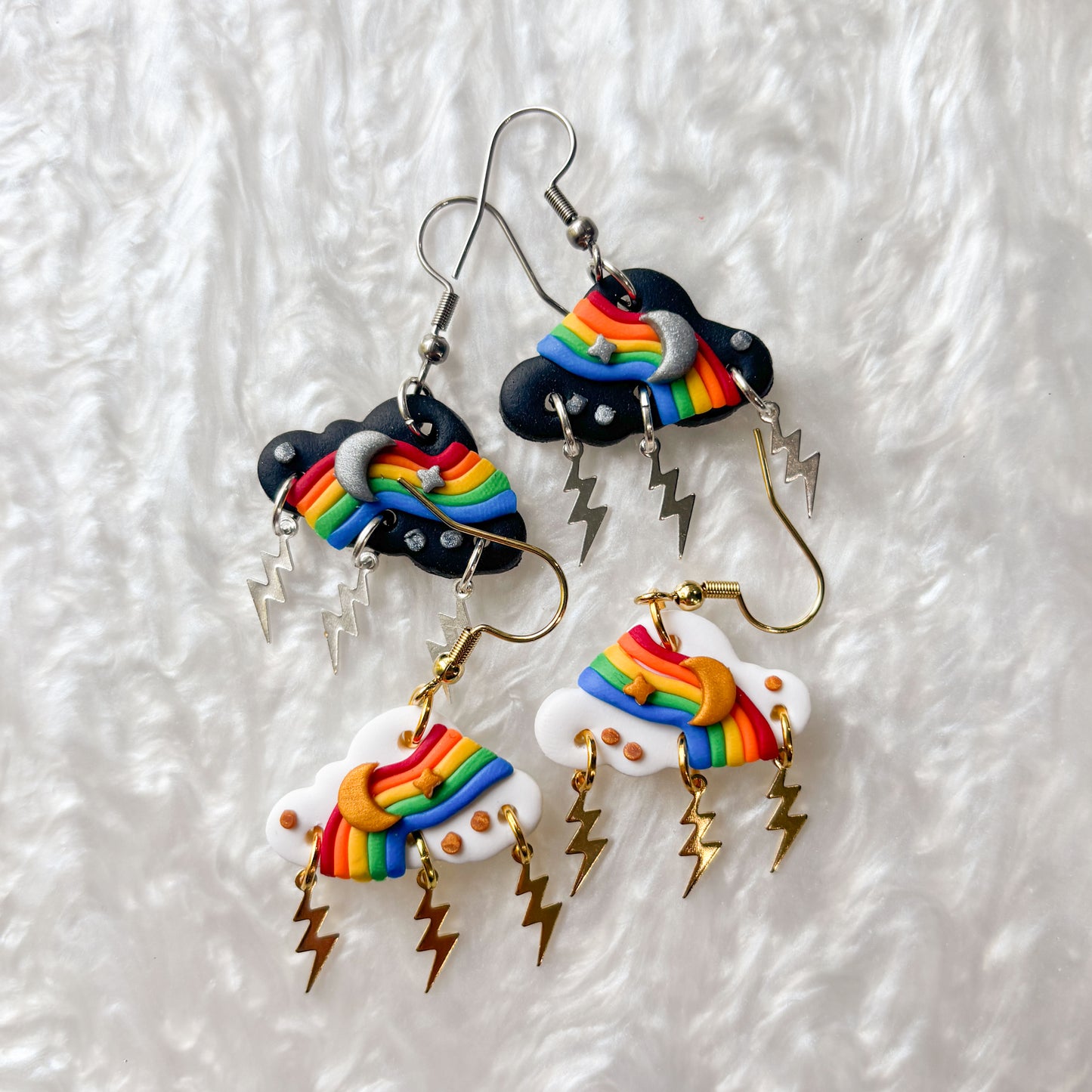 BLACK RAINBOW STORM CLOUD EARRINGS