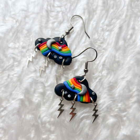 BLACK RAINBOW STORM CLOUD EARRINGS