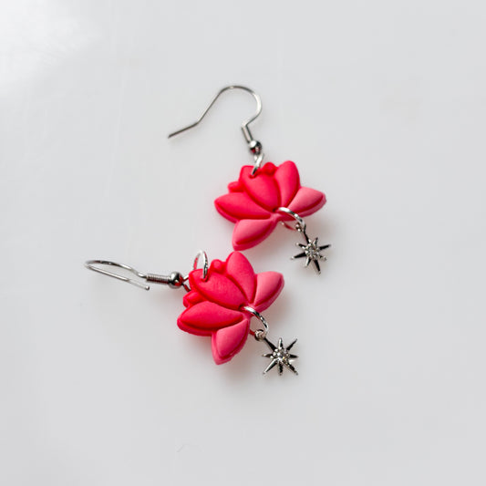 HOT PINK LOTUS EARRINGS
