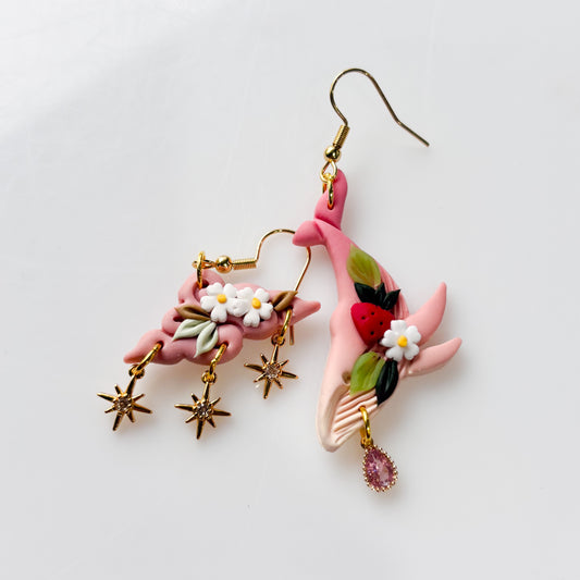 STRAWBERRY WHALE & CLOUD EARRINGS