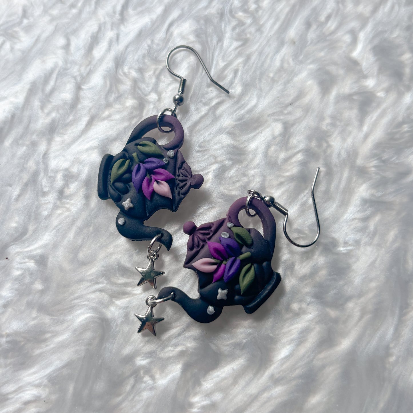 LAVENDER TEAPOT EARRINGS